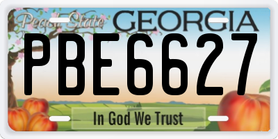 GA license plate PBE6627