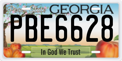 GA license plate PBE6628