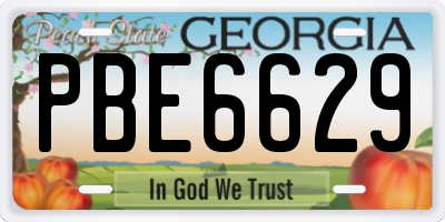 GA license plate PBE6629