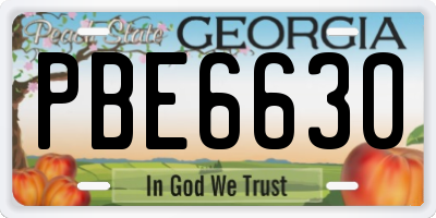 GA license plate PBE6630