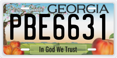 GA license plate PBE6631