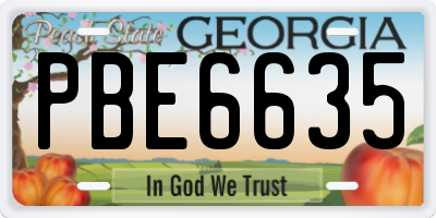 GA license plate PBE6635