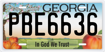 GA license plate PBE6636