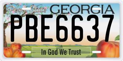 GA license plate PBE6637