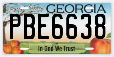 GA license plate PBE6638