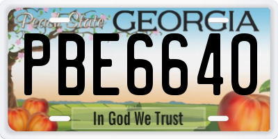 GA license plate PBE6640