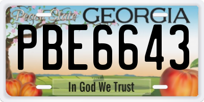 GA license plate PBE6643