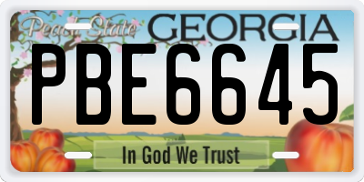 GA license plate PBE6645