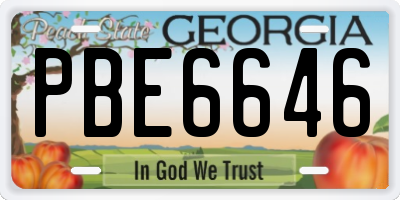 GA license plate PBE6646