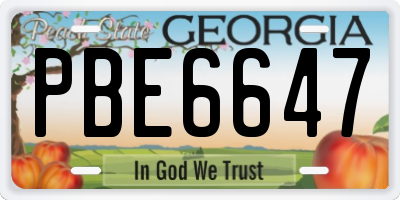 GA license plate PBE6647