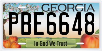 GA license plate PBE6648