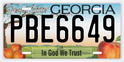 GA license plate PBE6649