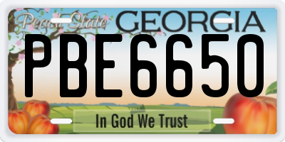 GA license plate PBE6650
