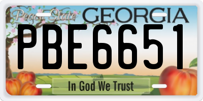GA license plate PBE6651