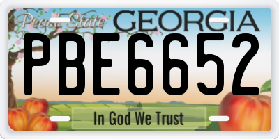 GA license plate PBE6652