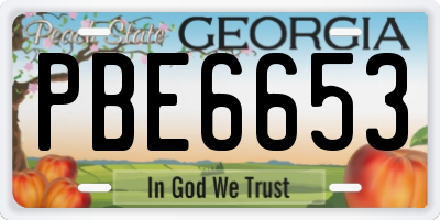 GA license plate PBE6653