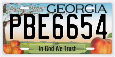 GA license plate PBE6654