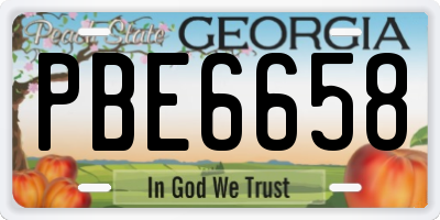 GA license plate PBE6658