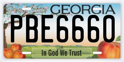 GA license plate PBE6660