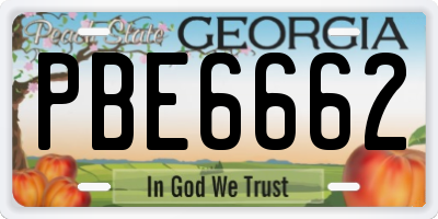 GA license plate PBE6662