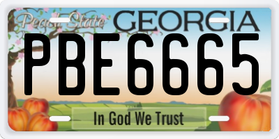 GA license plate PBE6665