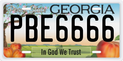 GA license plate PBE6666