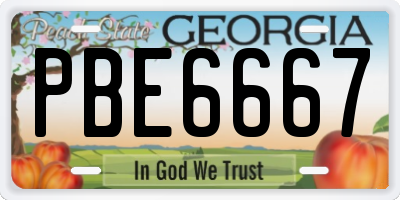 GA license plate PBE6667
