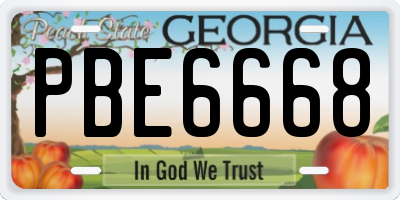 GA license plate PBE6668