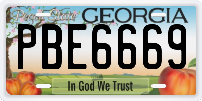 GA license plate PBE6669