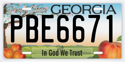 GA license plate PBE6671