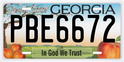 GA license plate PBE6672