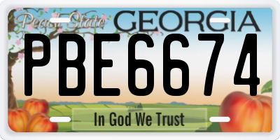 GA license plate PBE6674