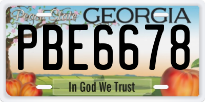 GA license plate PBE6678