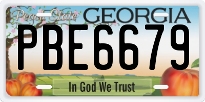 GA license plate PBE6679