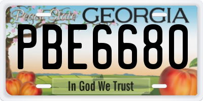 GA license plate PBE6680