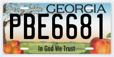 GA license plate PBE6681