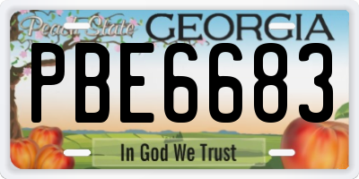 GA license plate PBE6683