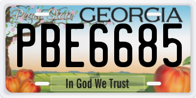 GA license plate PBE6685