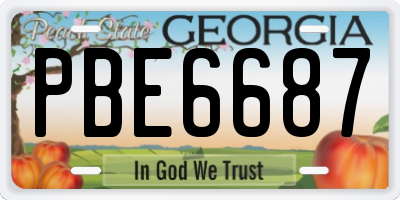 GA license plate PBE6687