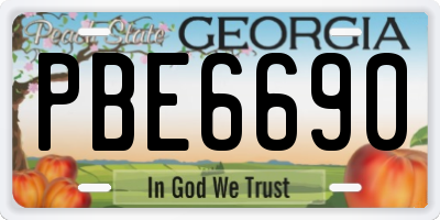 GA license plate PBE6690