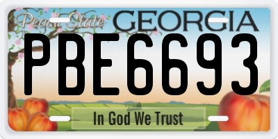 GA license plate PBE6693