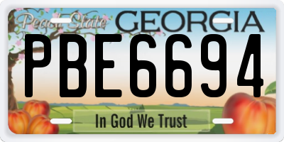 GA license plate PBE6694