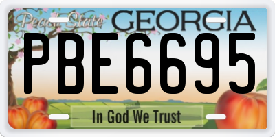 GA license plate PBE6695