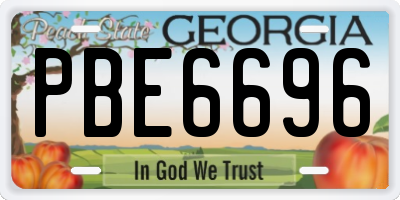 GA license plate PBE6696