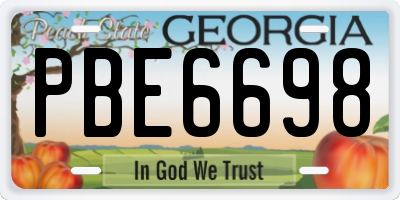 GA license plate PBE6698