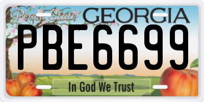 GA license plate PBE6699