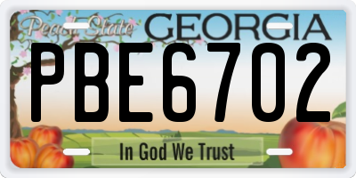 GA license plate PBE6702