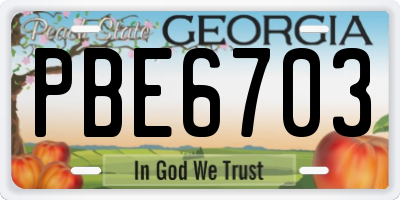 GA license plate PBE6703