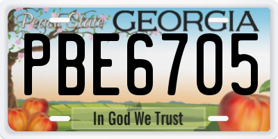 GA license plate PBE6705