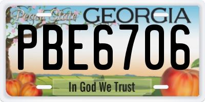 GA license plate PBE6706